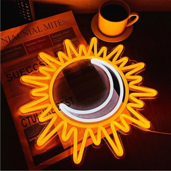 Neon Crescent Moon Sun Light LED Wall Dorm Party Patio Indoor Outdoor Decor - Picture 7 of 7